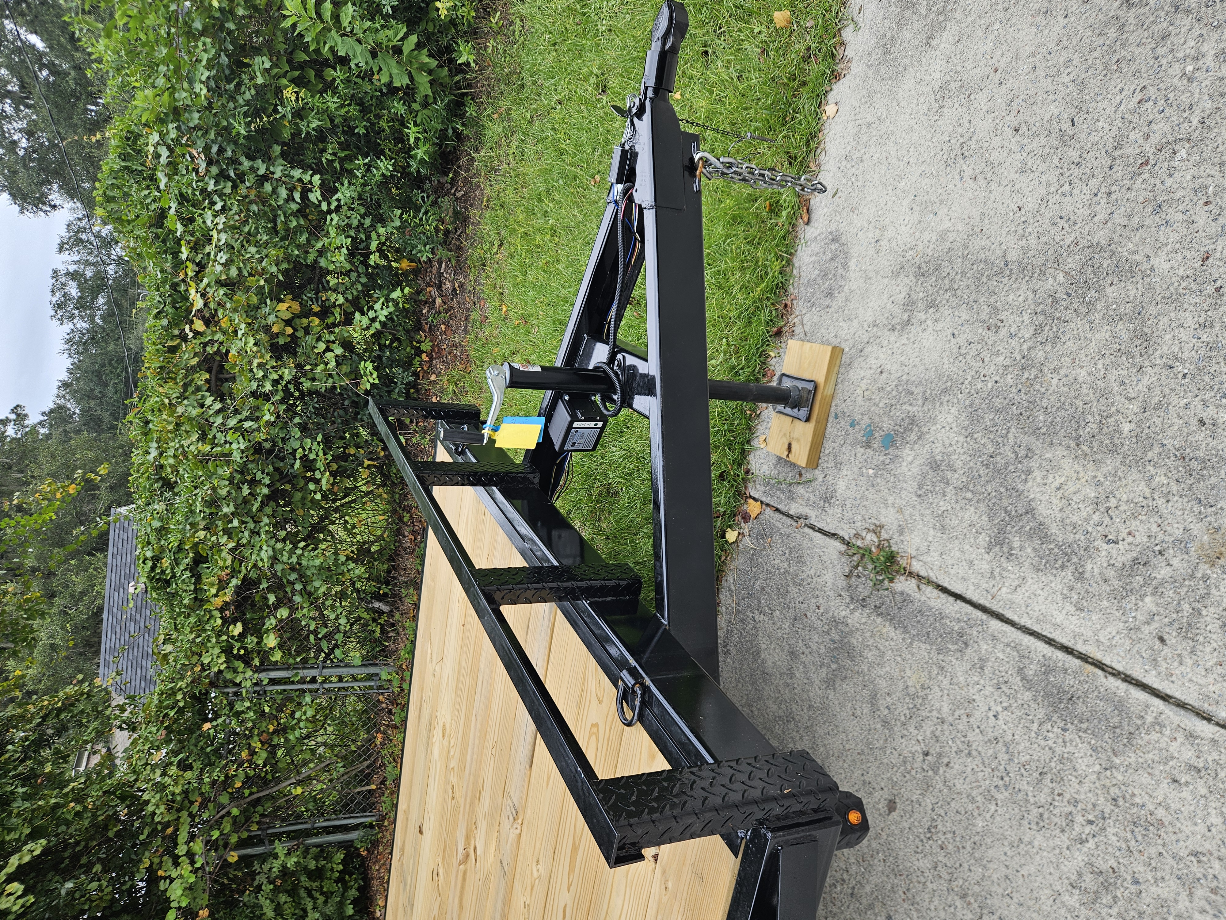 Trailer tongue, coupler, and clean wood deck